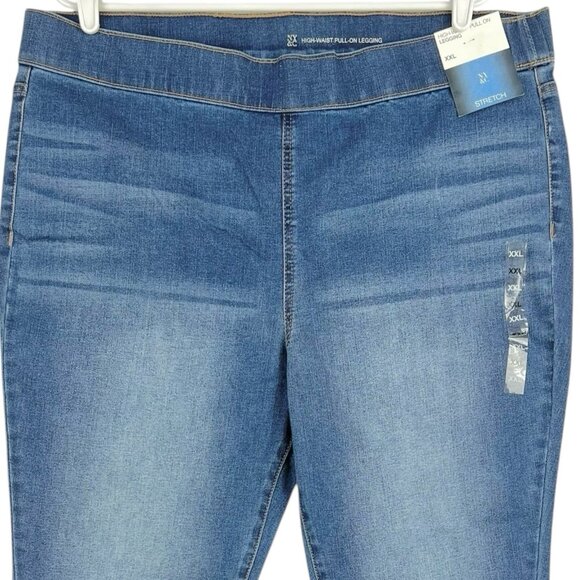 NY&C Women's Pull-on Blue Denim Leggings Pants Size XXL High Waist Stretch  NWT - Picture 3 of 13